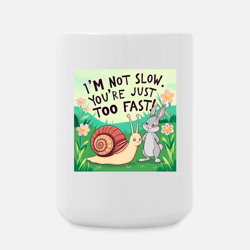 A rabbit and a snail "Slow and Fast" - Large Mug 440 ml - white
