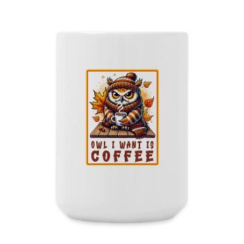 Eulen Kaffee Desgin - Große Tasse 440 ml - Weiß - Vorne