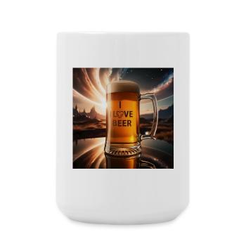 I Love Beer Glasmotiv - Große Tasse 440 ml - Weiß - Vorne