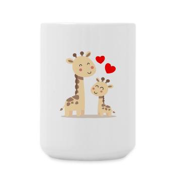 Baby Giraffe with Mommy Giraffe - Large Mug 440 ml - white - Front