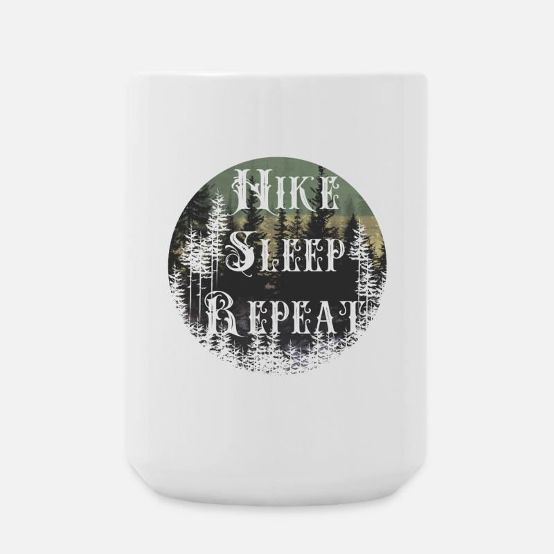 Fais répéter le sommeil – Round de la silhouette de la forêt - Grande tasse 440 ml - blanc