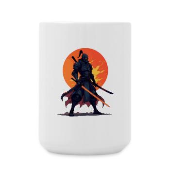 Dark Ninja Warrior with Fiery Blade - Large Mug 440 ml - white - Front