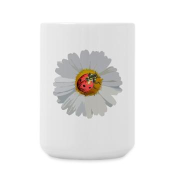 Daisies with Ladybug Motif - Large Mug 440 ml - white - Front