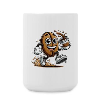 Coffee to Go – Happy Coffee Bean - Large Mug 440 ml - white - Front