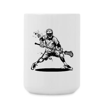 Lacrosse Player Drawing - Large Mug 440 ml - white - Front