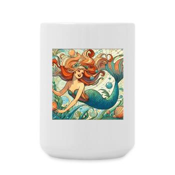 Mermaid Mermaid Red Hair Art Nouveau Gift - Large Mug 440 ml - white - Front