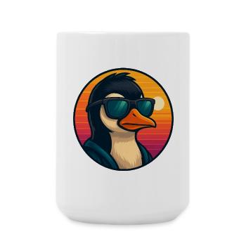 Cooler Pinguin Sonnenbrille Sommer Cartoon - Große Tasse 440 ml - Weiß - Vorne