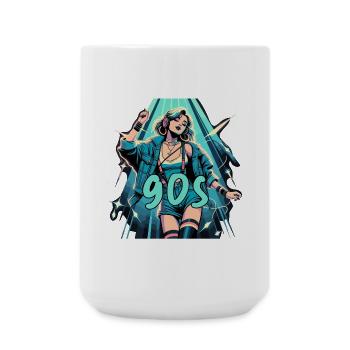 Frau tanzt Tanzen 90er Retro Disco Disko Geschenk - Große Tasse 440 ml - Weiß - Vorne
