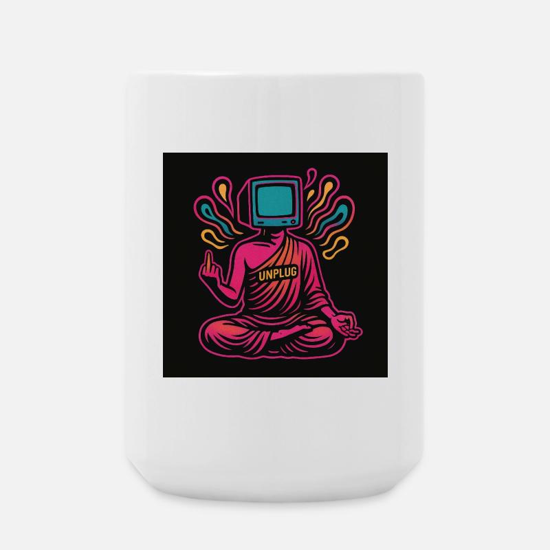 Unplugged Monk – Finde Frieden. - Große Tasse 440 ml - Weiß