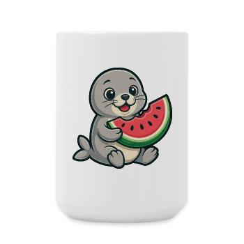 Seerobbe Melone Sommerfruchtig - Große Tasse 440 ml - Weiß - Vorne