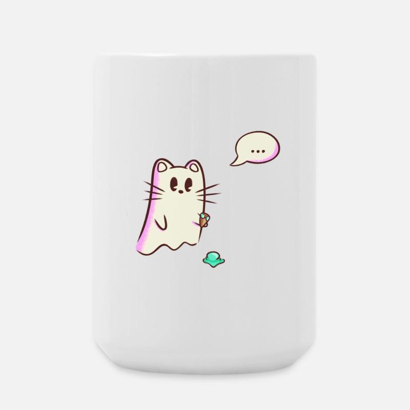 Ghost Cat Drops - Oops - Large Mug 440 ml - white