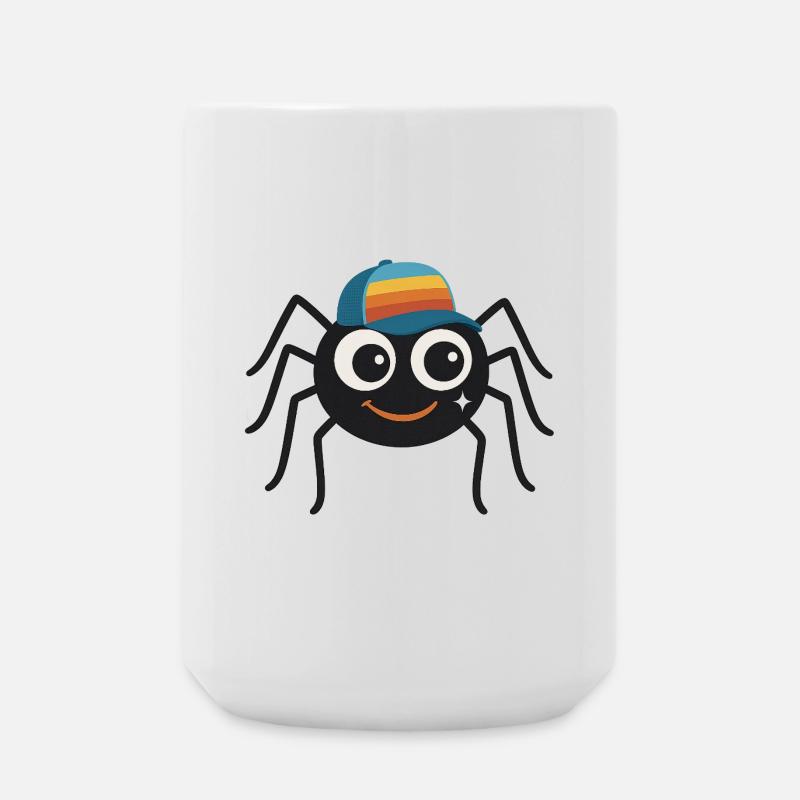 Coole Spinne mit Retro-Cappy – süß & frech - Große Tasse 440 ml - Weiß
