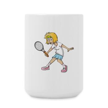 Cheerful image of a tennis player - Large Mug 440 ml - white - Front