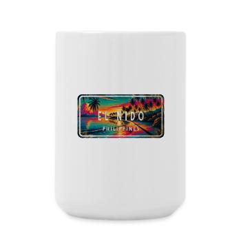 El Nido – Bouclier rétro tropical - Grande tasse 440 ml - blanc - Devant
