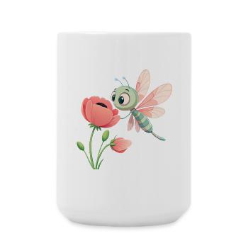 Baby Colorful Dragonfly Near a Flower (v03) - Large Mug 440 ml - white - Front