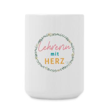 Lehrerin mit Herz! Personalisierbares Design - Große Tasse 440 ml - Weiß - Vorne