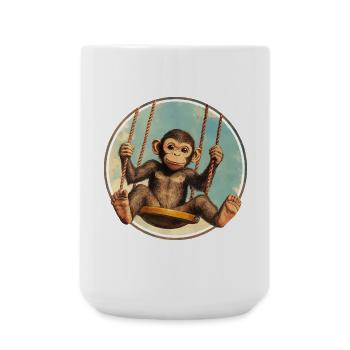 Monkey swing – stay relaxed! - Large Mug 440 ml - white - Front