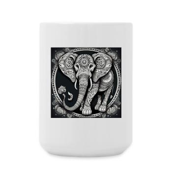 Elefant - Große Tasse 440 ml - Weiß - Vorne