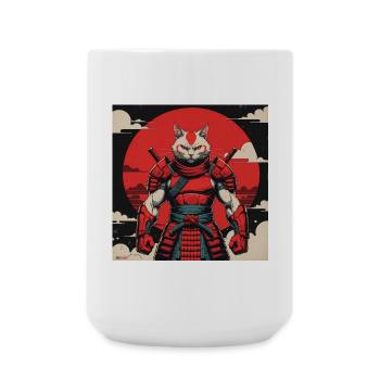 Samurai Cat Warrior - Large Mug 440 ml - white - Front