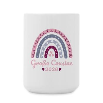 Große Cousine 2026 Regenbogen - Große Tasse 440 ml - Weiß - Vorne