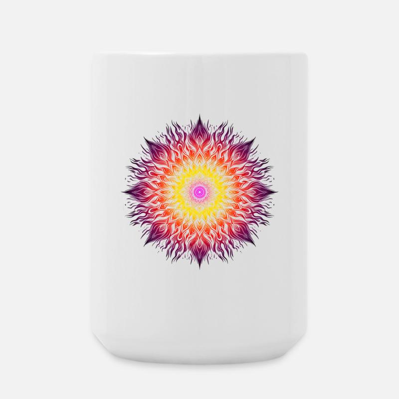 Psychedelic Fire Mandala - Large Mug 440 ml - white