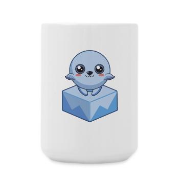 Baby pixel seal on an - Large Mug 440 ml - white - Front
