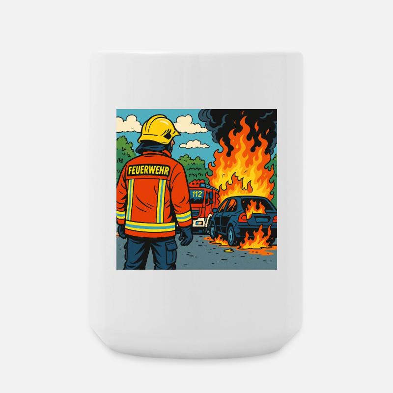 Brandbekämpfer Cartoon Einsatz - Große Tasse 440 ml - Weiß