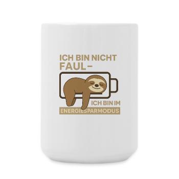 Fauler Akku Faultier Energiesparmodus - Große Tasse 440 ml - Weiß - Vorne