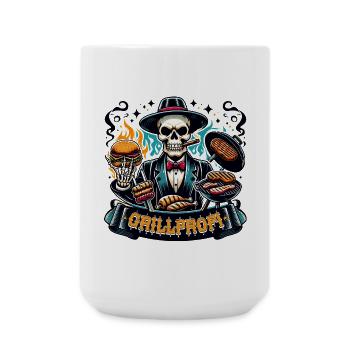 Grillprofi Skelett – BBQ Meister im Mafia-Style - Große Tasse 440 ml - Weiß - Vorne