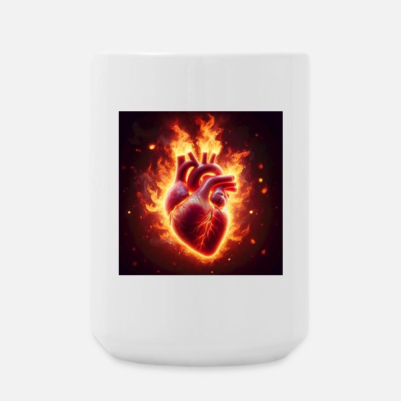 Brennendes Herz Design - Große Tasse 440 ml - Weiß