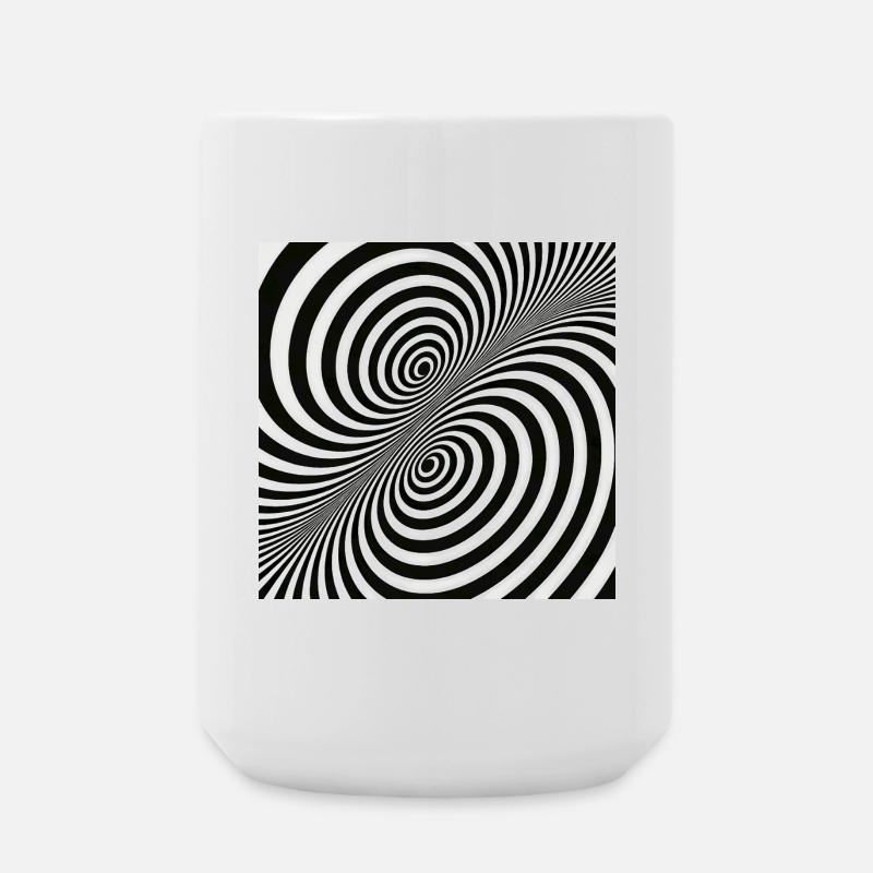 Optical Illusion Spiral Pattern in Black and White - Large Mug 440 ml - white