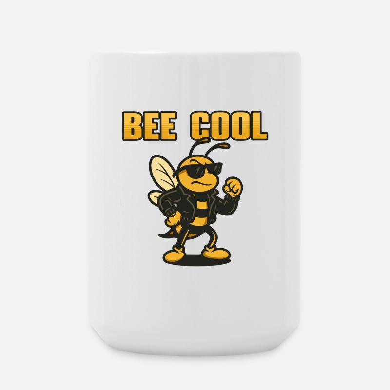 Bee Cool biker bi in leather jacket - Large Mug 440 ml - white