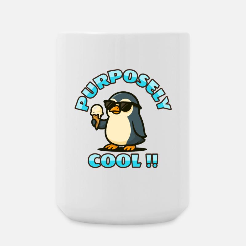 Cooler Pinguin mit Eis - Große Tasse 440 ml - Weiß