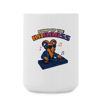 Goat DJ – Pump Up the Baaaass - Große Tasse 440 ml - Weiß - Vorne
