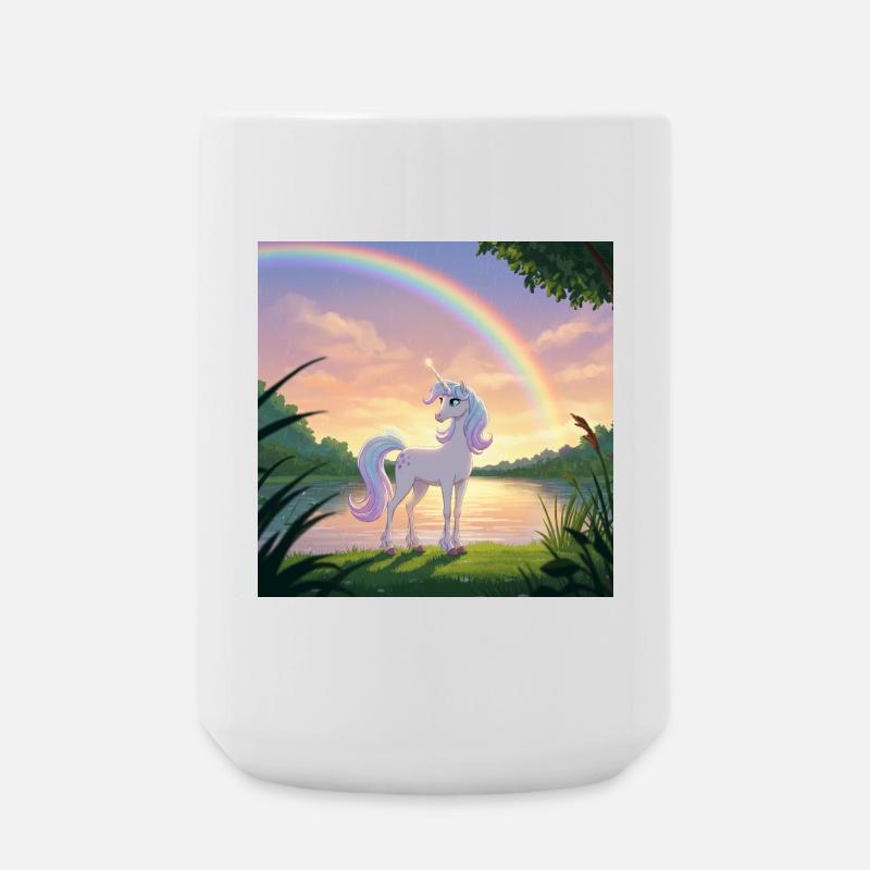 Einhorn unter dem Regenbogen - Große Tasse 440 ml - Weiß