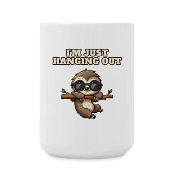 Paresseux avec des lunettes de soleil qui pendent - Grande tasse 440 ml - blanc - Devant