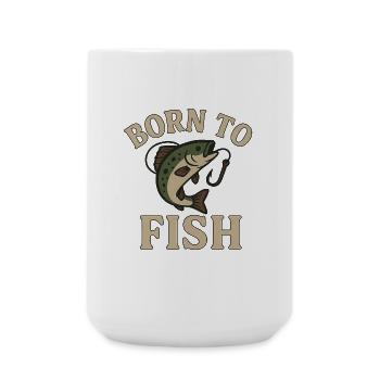 Born to Fish – Fisherman's Design with Fish & Hook - Large Mug 440 ml - white - Front