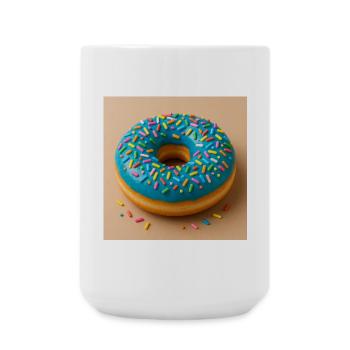 Donut mit Blauem Zuckerguss - Große Tasse 440 ml - Weiß - Vorne