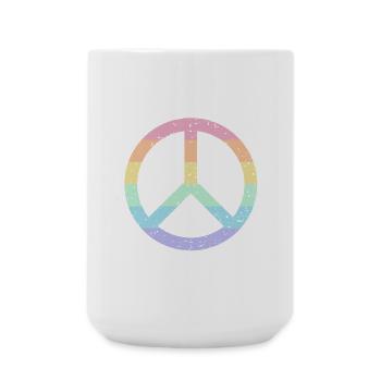 Regenbogen Friedenssymbol Pastell Pride LGBTQ+ Grunge - Große Tasse 440 ml - Weiß - Vorne
