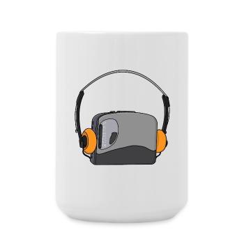 Cool Portable Cassette Audio Player - Large Mug 440 ml - white - Front
