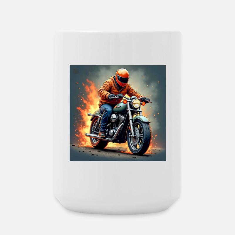 Flammenmotor Motorradheld - Große Tasse 440 ml - Weiß