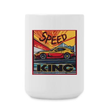 Speed King – yellow sports car - Large Mug 440 ml - white - Front