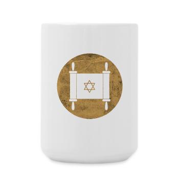 Rouleau de la Torah dans un cercle doré - Grande tasse 440 ml - blanc - Devant