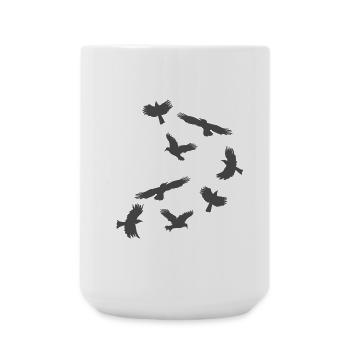 Vogelschwarm Silhouetten im Flug - Große Tasse 440 ml - Weiß - Vorne