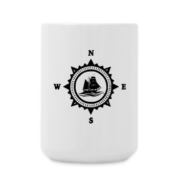 Das schwarze Boot und der Kompass - Große Tasse 440 ml - Weiß - Vorne