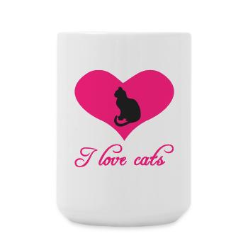 i love cats, herzen, frauen - Große Tasse 440 ml - Weiß - Vorne