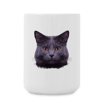 grauer Katzenkopf  - Große Tasse 440 ml - Weiß - Vorne