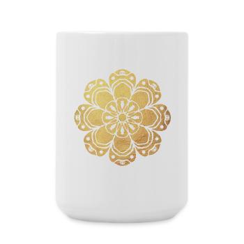 Yoga Sonne Meditation Gold Namaste Indien Mandala - Große Tasse 440 ml - Weiß - Vorne