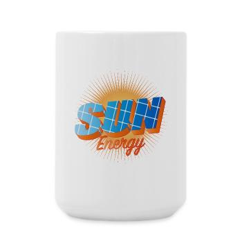 Typografie mit Solarzellen und strahlender Sonne - Große Tasse 440 ml - Weiß - Vorne