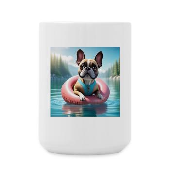 Verspielter French Bulldog auf Wasserring - Große Tasse 440 ml - Weiß - Vorne